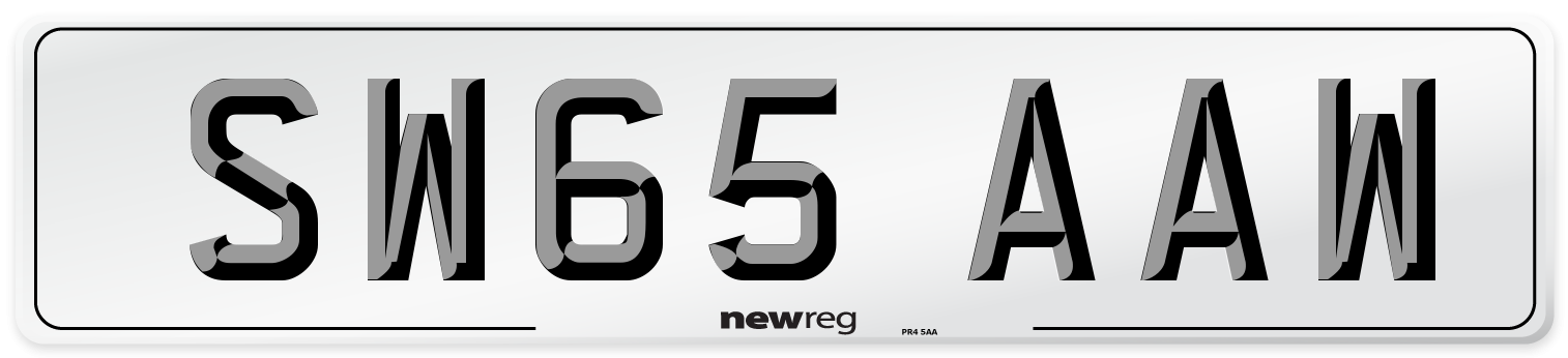SW65 AAW Number Plate from New Reg
